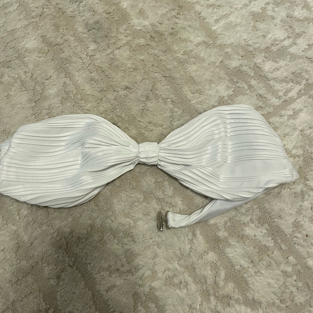 White Textured Bandeau Top